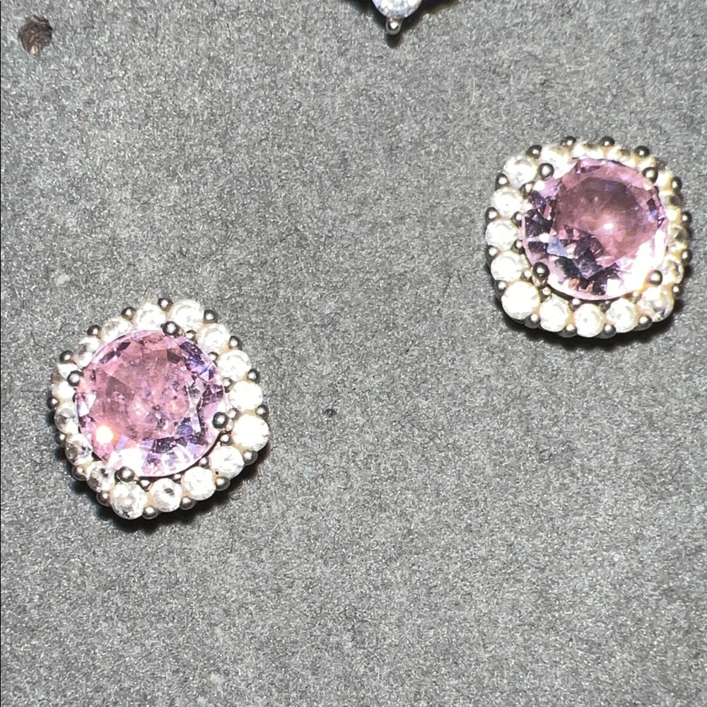 Elegant Pink and Silver Stud Earrings